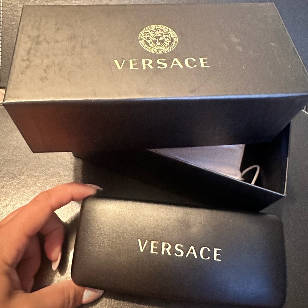Versace Black Glasses CASE with dust cloth and box